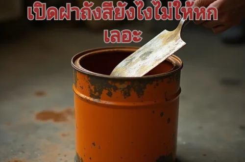 ใช้เกรียงเปิดถังสี