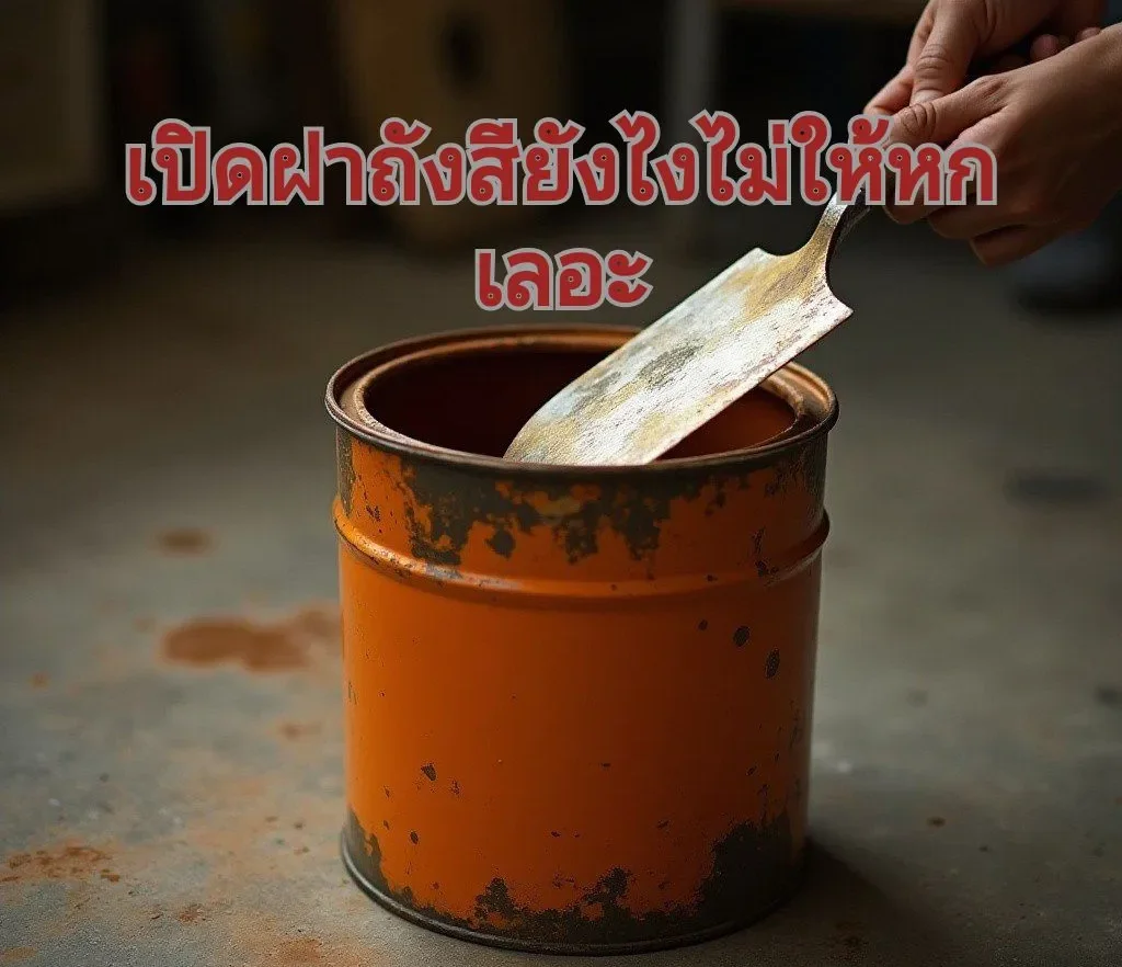 ใช้เกรียงเปิดถังสี