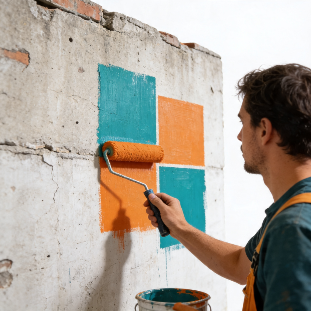 ทาสีรองพื้นปูนเก่า